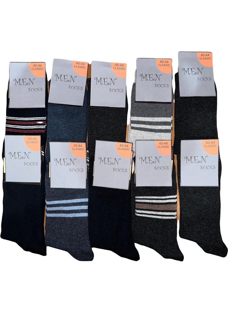 Male Socket Plain and Patterned Mixed Socks 10 Pack