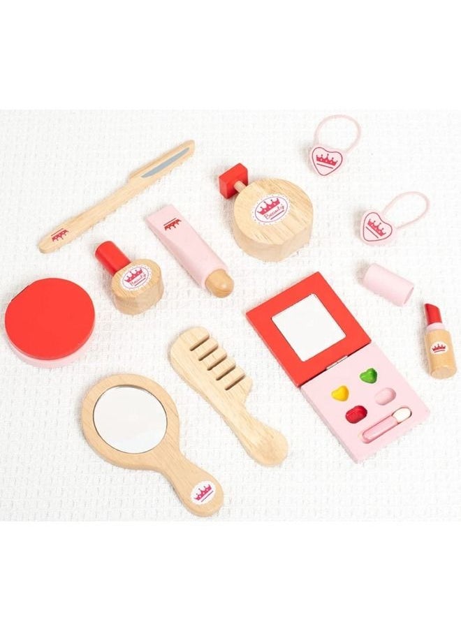 Wooden Kids Girls Beauty Fashion Cosmetics Makeup Toy Set With Bag