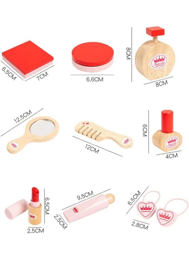 Wooden Kids Girls Beauty Fashion Cosmetics Makeup Toy Set With Bag