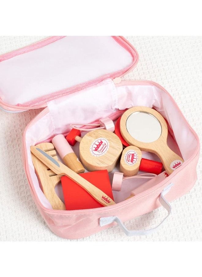 Wooden Kids Girls Beauty Fashion Cosmetics Makeup Toy Set With Bag