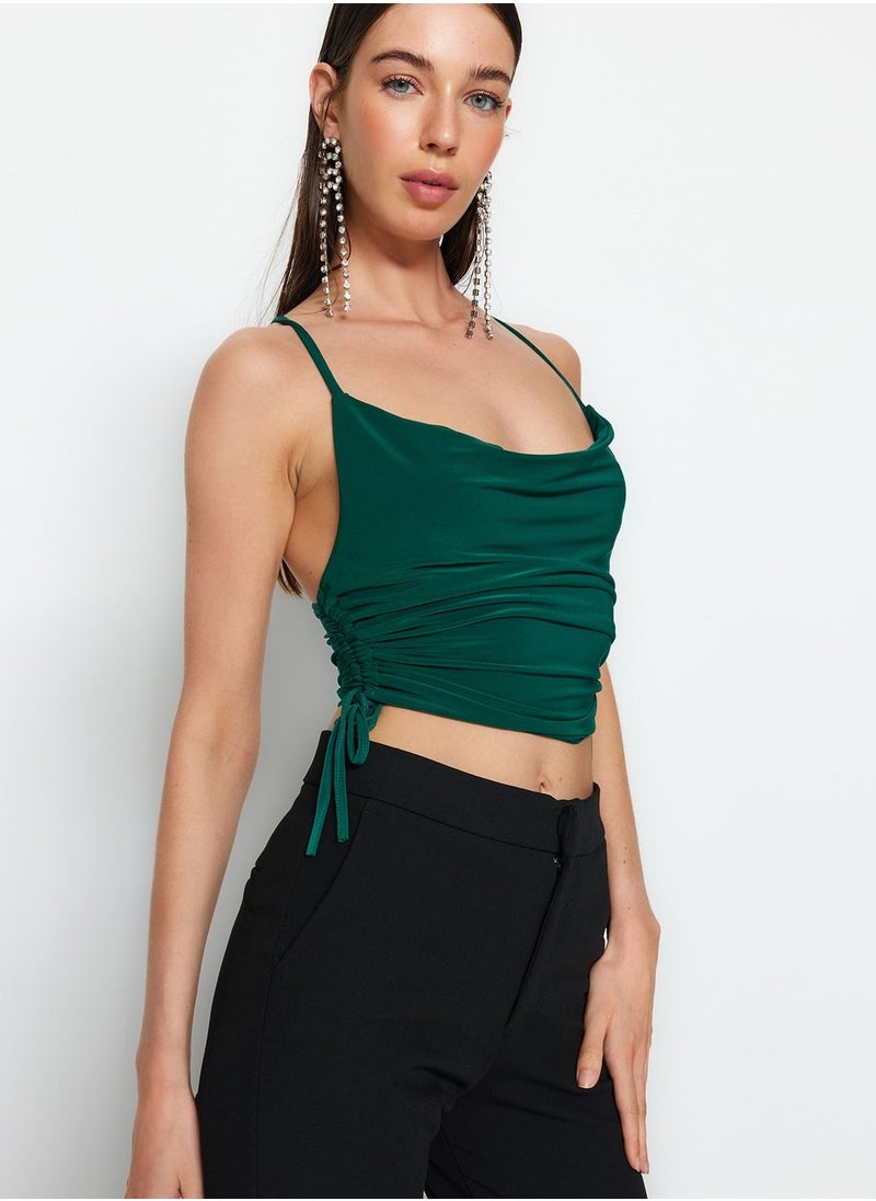 Strappy Cowl Neck Crop Top