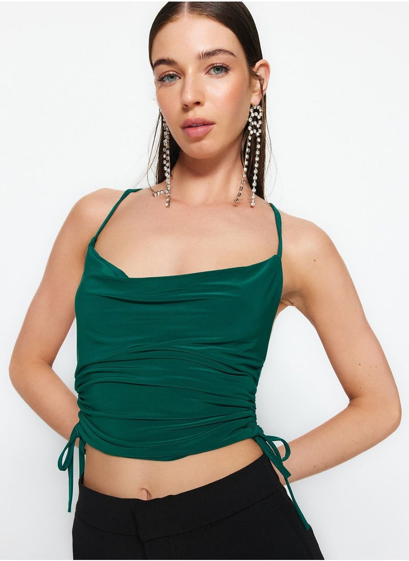 Strappy Cowl Neck Crop Top