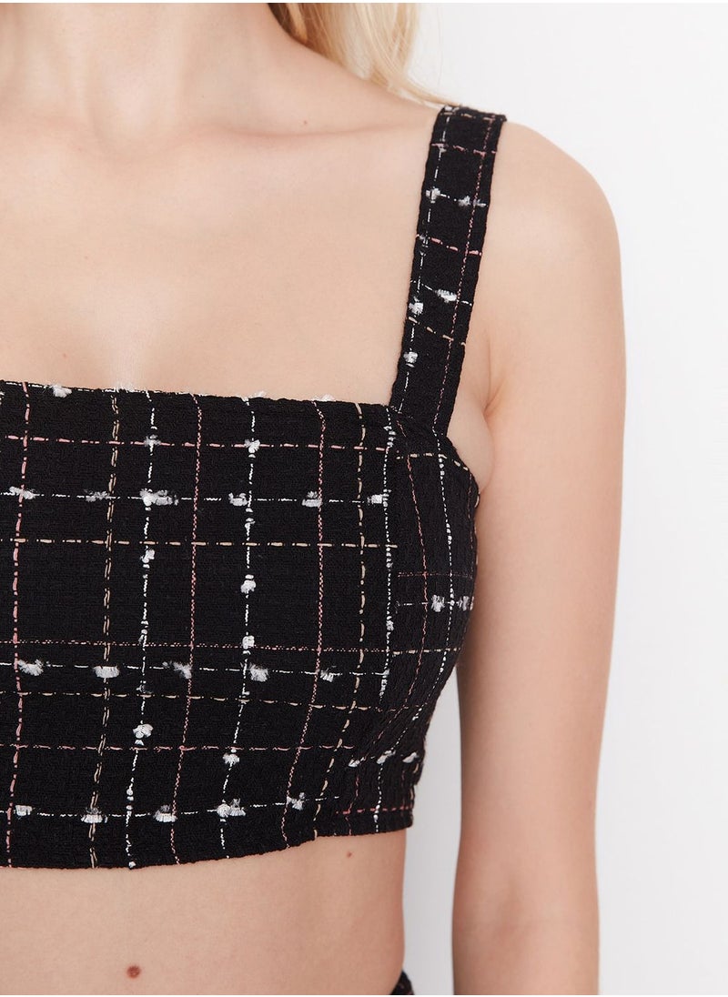 Checked Strappy Crop Top