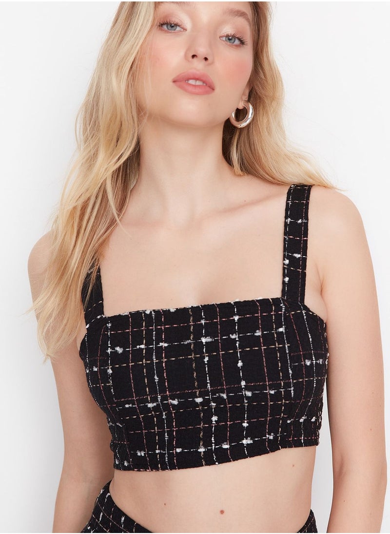 Checked Strappy Crop Top