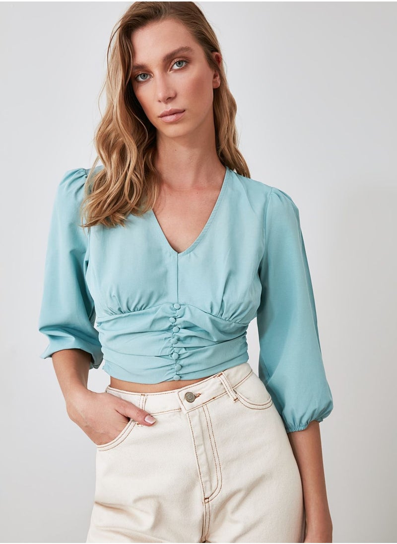 Button Detail Crop Top