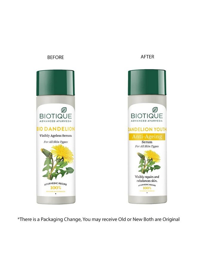 Biotique Bio Dandelion Visibly Ageless Serum 190ml/ 6.42Oz. I For All Skin Type