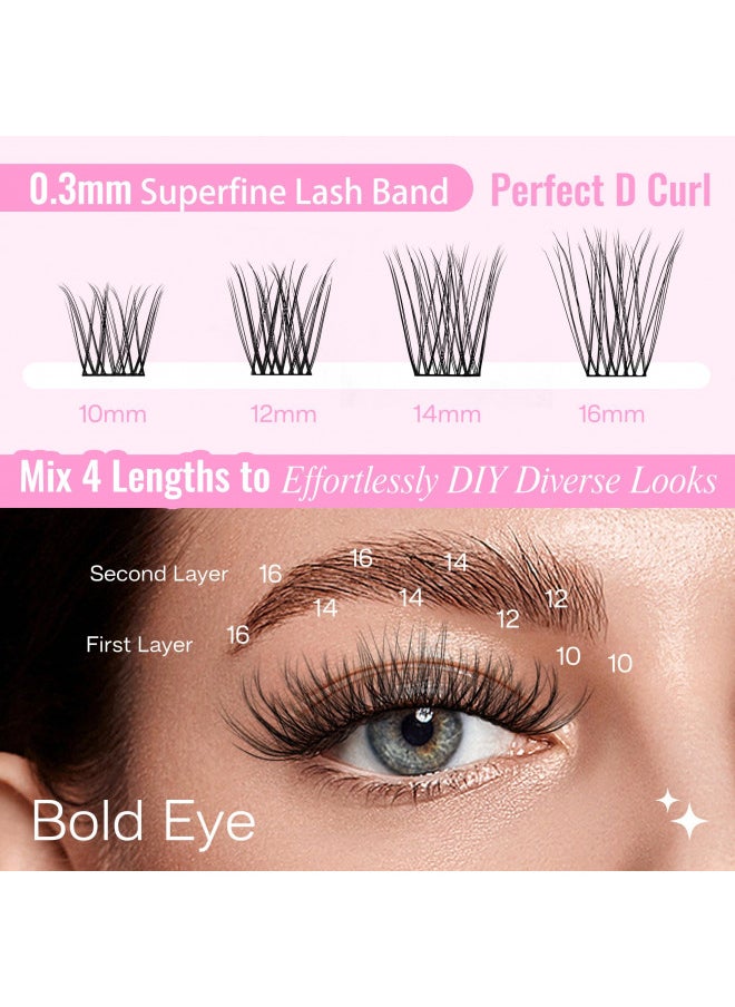 CALAILIS Lash Clusters DIY Lash Extensions 88Pcs D Curl Cluster Lashes Natural Look Eyelash Clusters Reusable Wispy Individual Lashes Super Thin Band and Soft (HD15, D-10-16MIX)