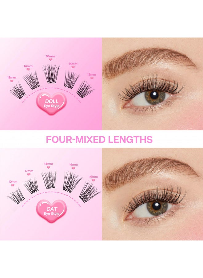 CALAILIS Lash Clusters DIY Lash Extensions 88Pcs D Curl Cluster Lashes Natural Look Eyelash Clusters Reusable Wispy Individual Lashes Super Thin Band and Soft (HD15, D-10-16MIX)