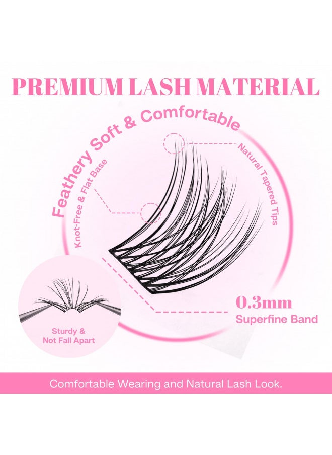 CALAILIS Lash Clusters DIY Lash Extensions 88Pcs D Curl Cluster Lashes Natural Look Eyelash Clusters Reusable Wispy Individual Lashes Super Thin Band and Soft (HD15, D-10-16MIX)