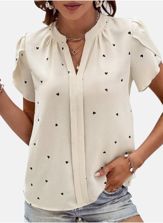 Cream Graphic Print Top