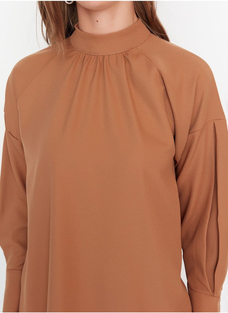 High Neck Button Detail Tunic