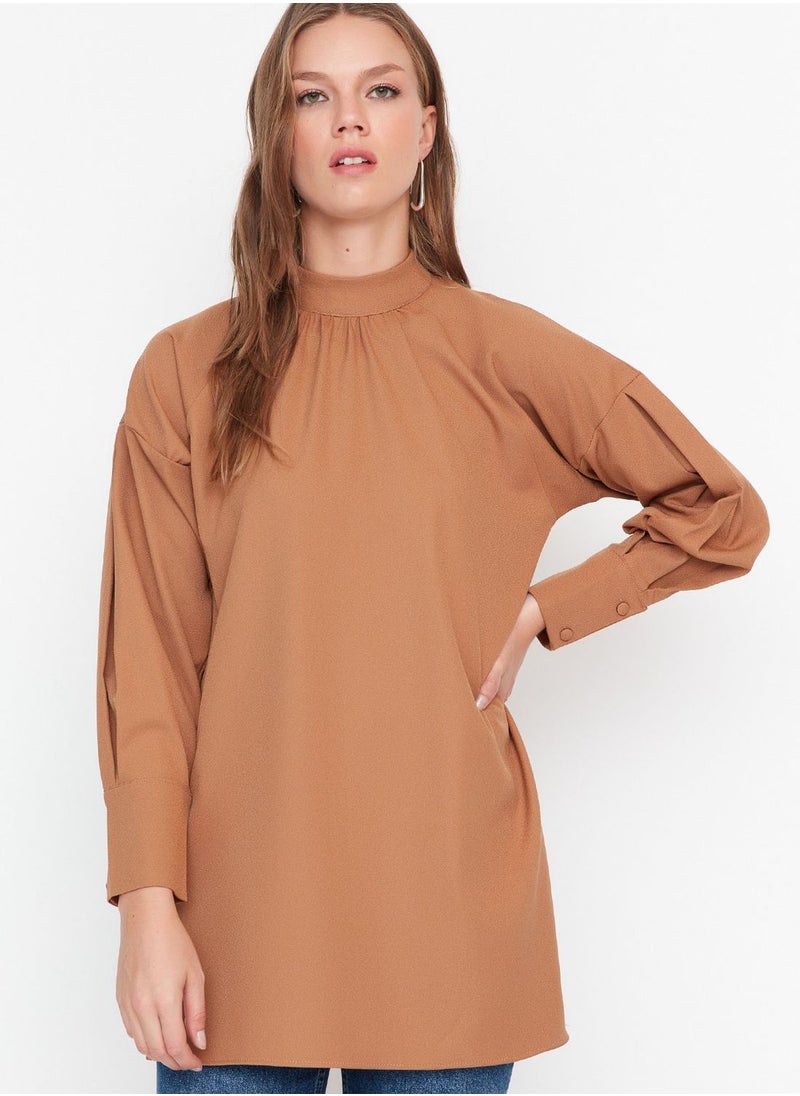 High Neck Button Detail Tunic