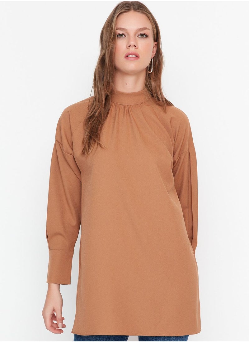 High Neck Button Detail Tunic