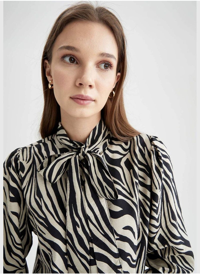 Regular Fit Long Sleeve Zebra Printed Shirt Tunic