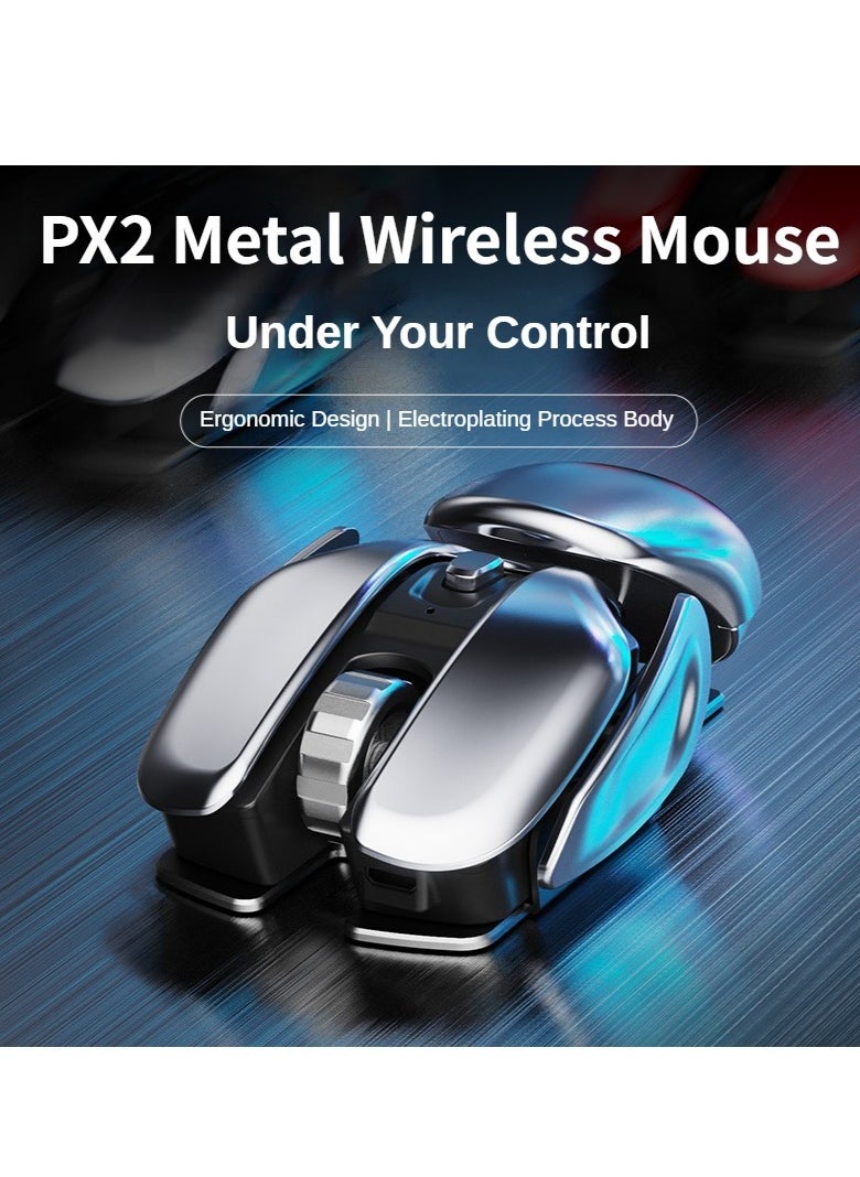 Wireless Metal Mouse, Waterproof Rechargeable Silent Mouse, Ergonomic Design Durable Gaming Mouse, Comfortable Grip Office Mouse With 6 Buttons For Computer Laptop, (1pc, Black)