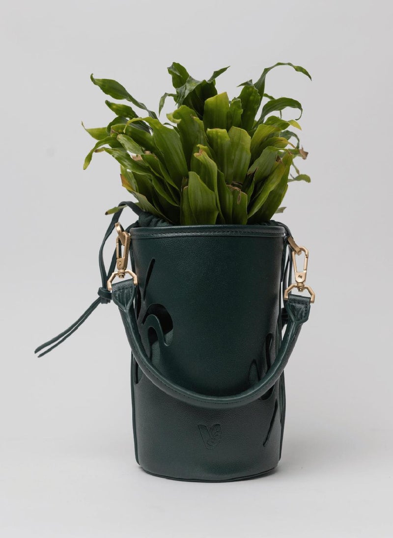 Bucket Bag in Green Made From 2 Bamboo Stems