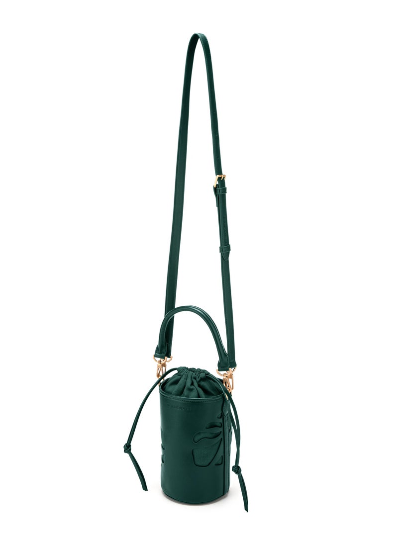 Bucket Bag in Green Made From 2 Bamboo Stems