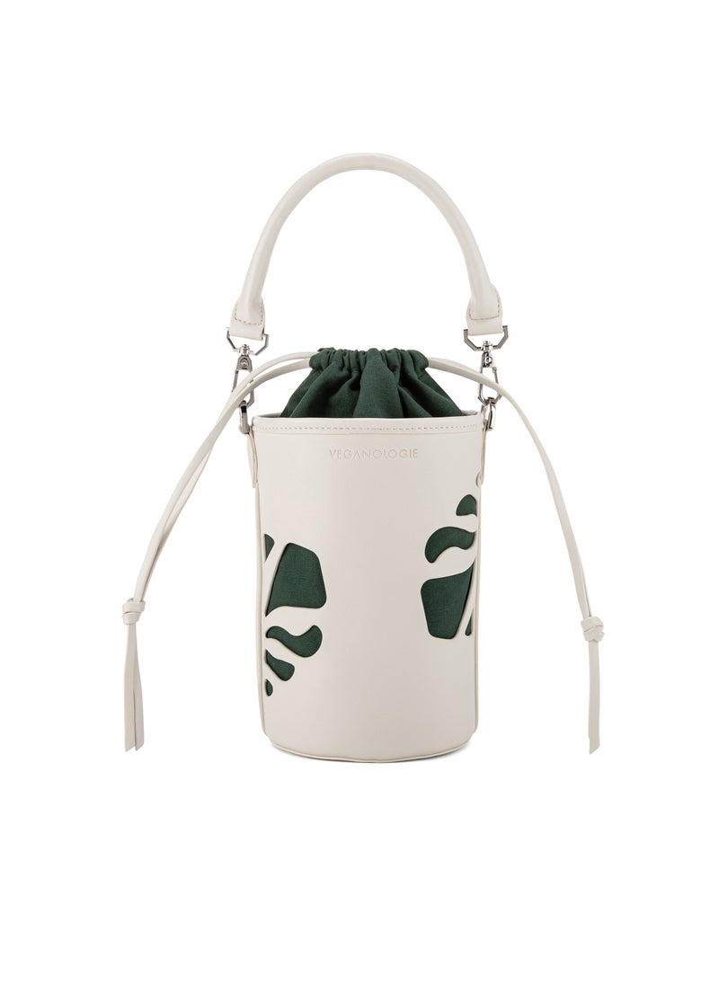 Bucket Bag in White Made From 2 Bamboo Stems