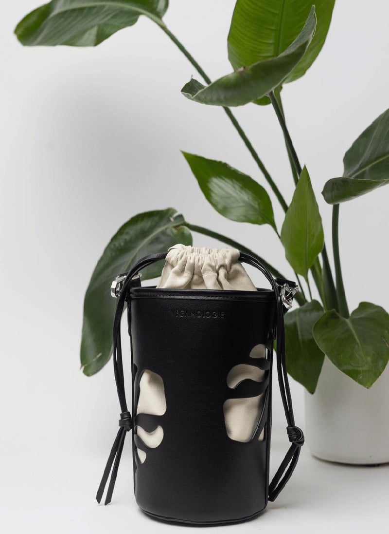 Bucket Bag in Black Made From 2 Bamboo Stems