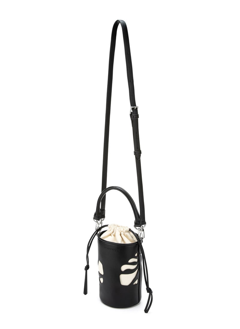 Bucket Bag in Black Made From 2 Bamboo Stems