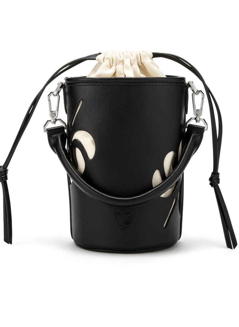 Bucket Bag in Black Made From 2 Bamboo Stems