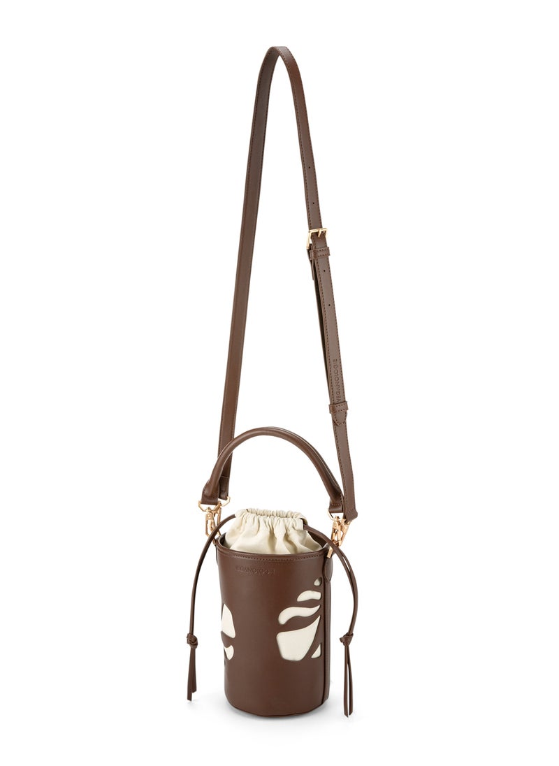 Bucket Bag in Brown Made From 2 Bamboo Stems