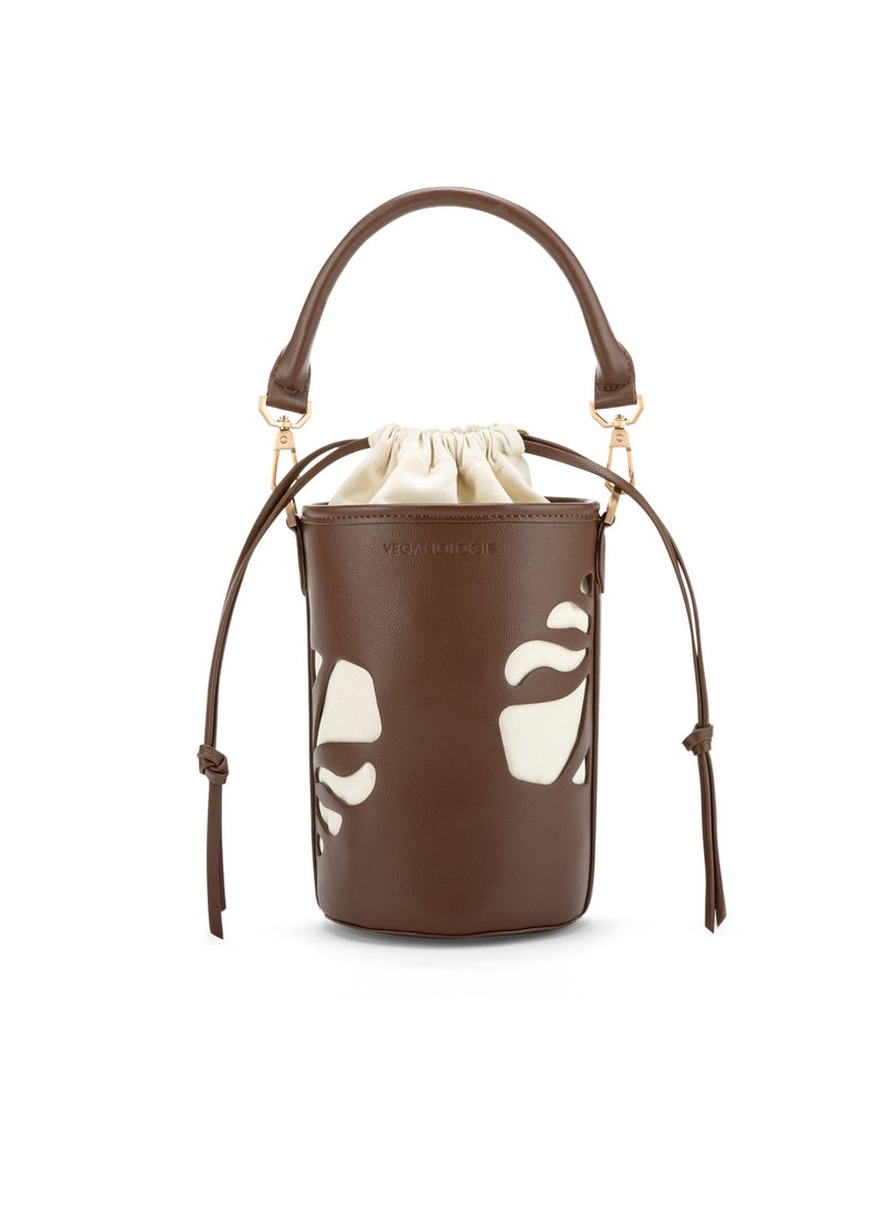 Bucket Bag in Brown Made From 2 Bamboo Stems