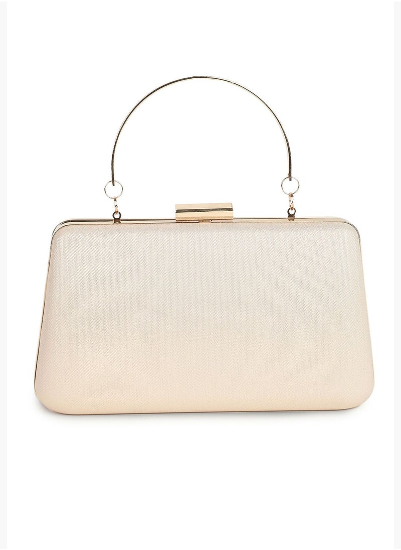 Textured Handle detail Clutch Bag with Buckle