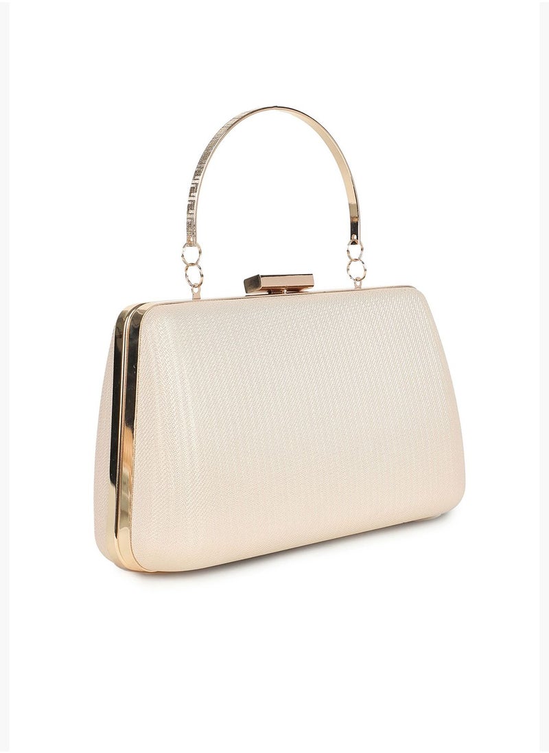 Textured Handle detail Clutch Bag with Buckle