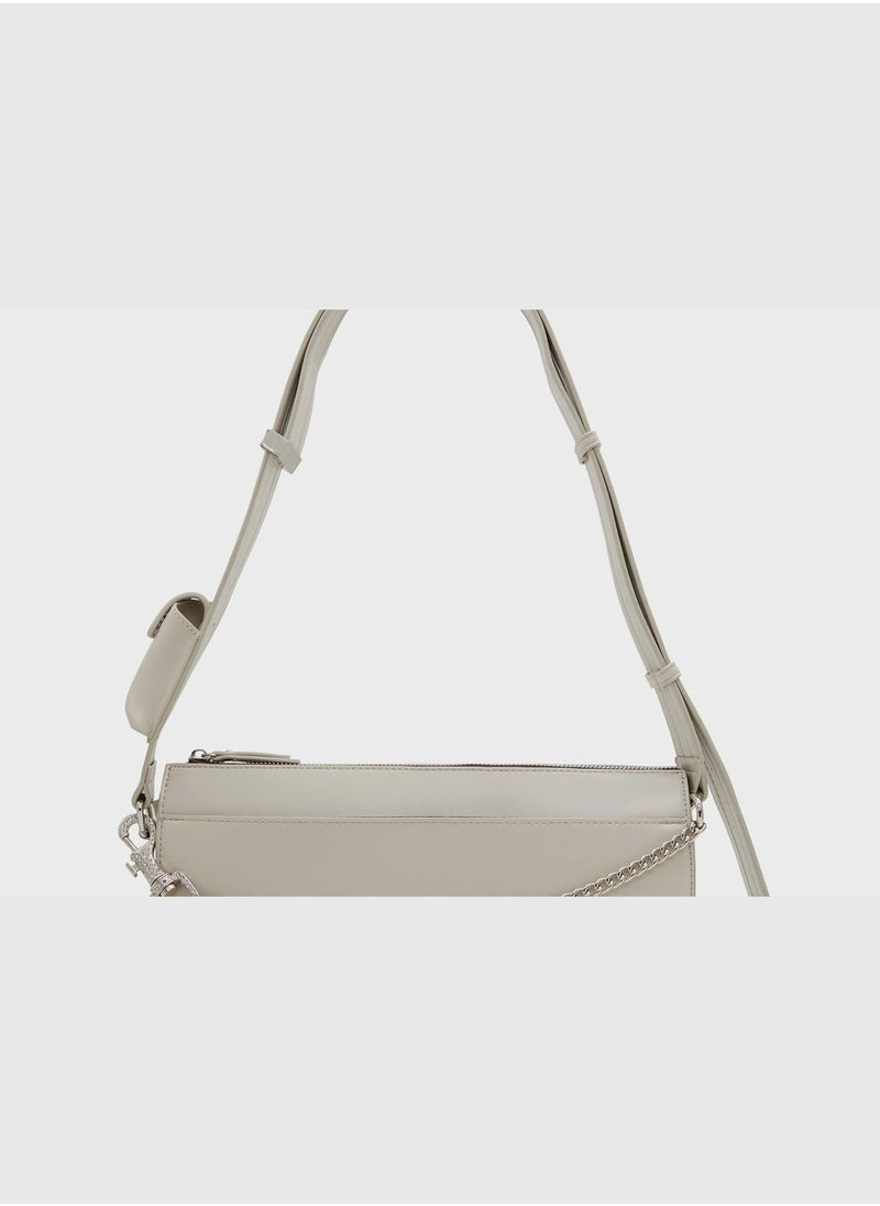 Gaiia Plain Shoulder Bag with Detachable Chain