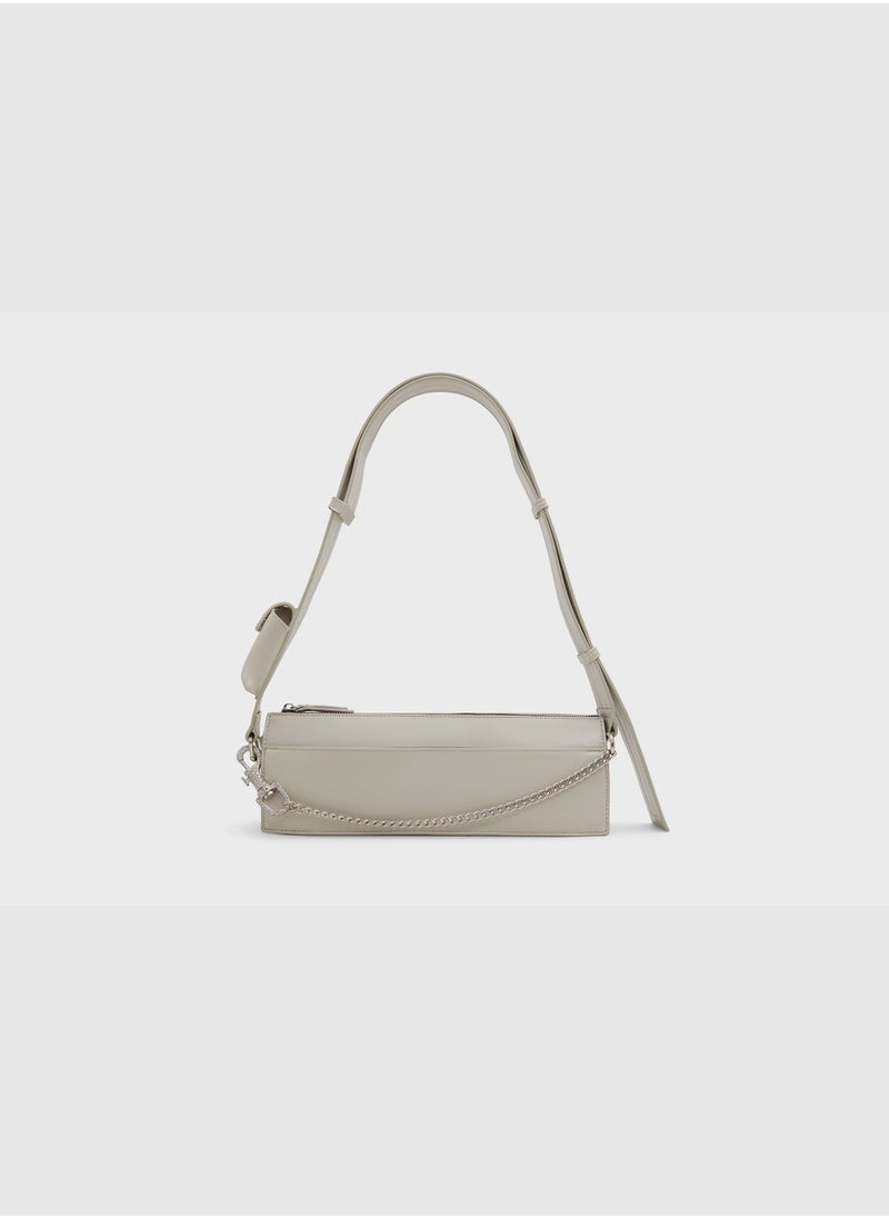 Gaiia Plain Shoulder Bag with Detachable Chain