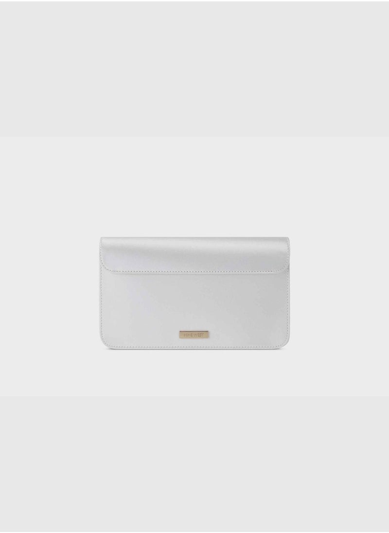 Caroline Flap Clutch White