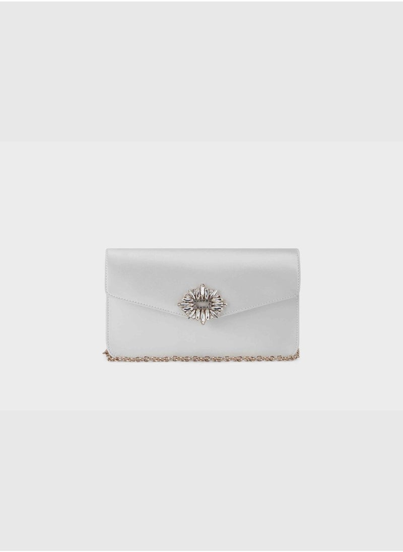 Caroline Flap Clutch White