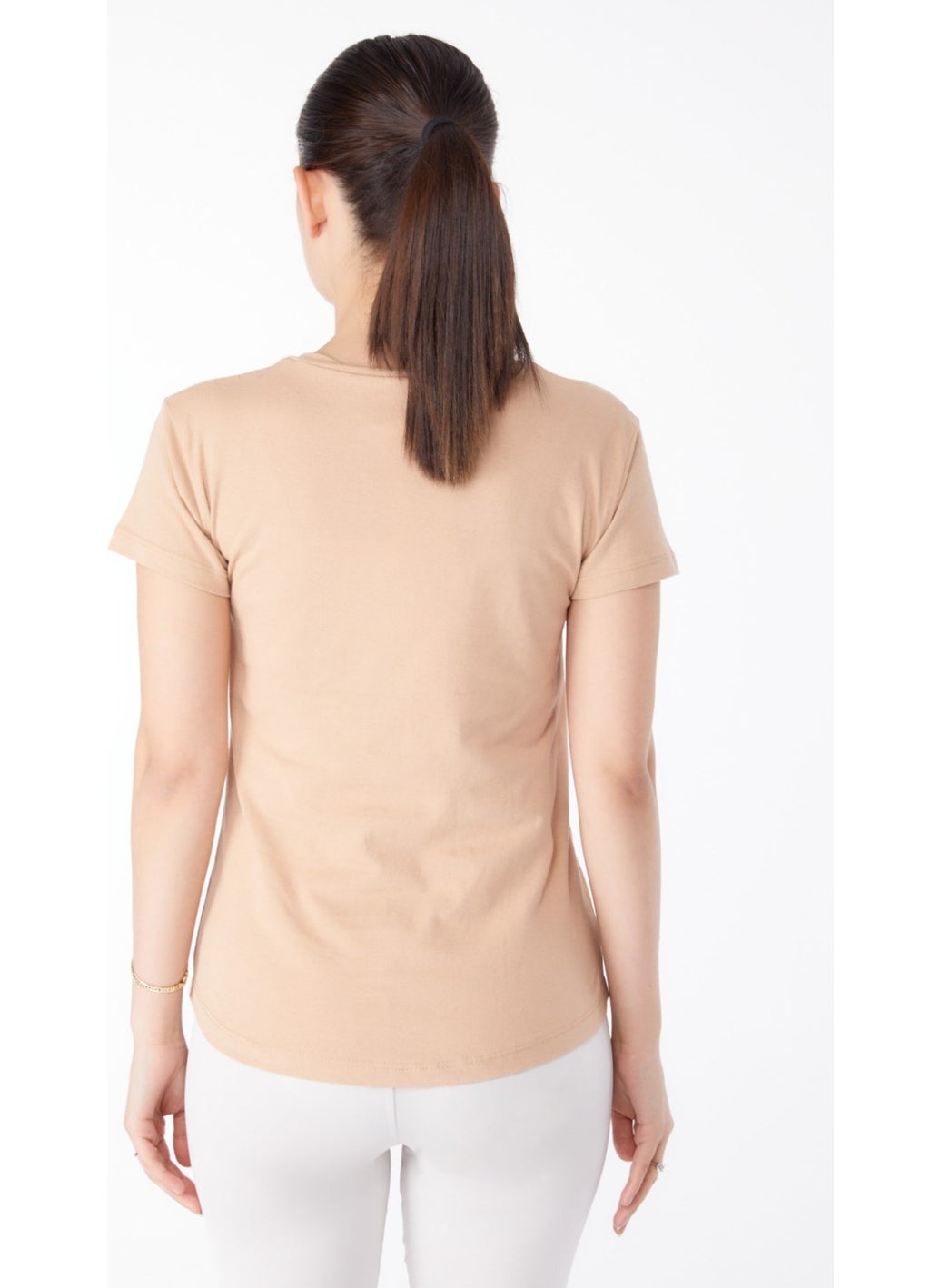 Plain Medium Women's Mink V Neck T-Shirt - 25326