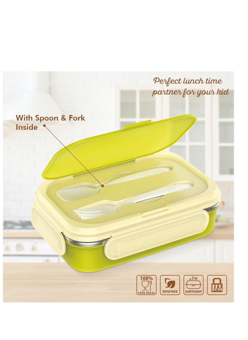 Signora ware bloom puff insulated 850+180Ml warm compact lunch boxes for adults/Kids with Puff insulated lid with clip lock/Air Tight spill proof/food grade Bpa free, office school, rectangle, green