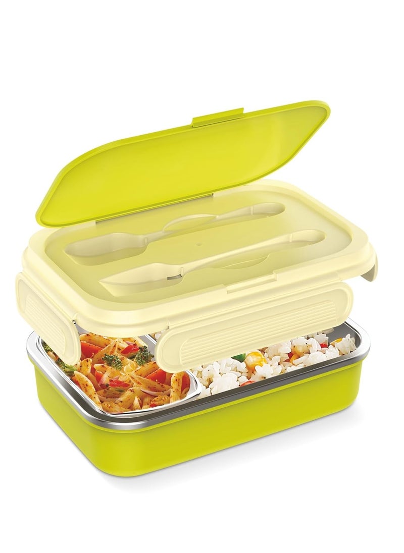 Signora ware bloom puff insulated 850+180Ml warm compact lunch boxes for adults/Kids with Puff insulated lid with clip lock/Air Tight spill proof/food grade Bpa free, office school, rectangle, green