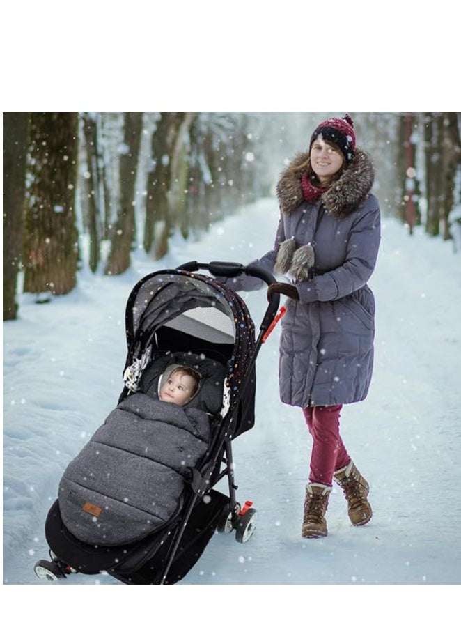 Universal Stroller Footmuff - Warm, Waterproof & Windproof Sleeping Bag With Sherpa Lining & Fleece Hood, Machine Washable For Winter Comfort