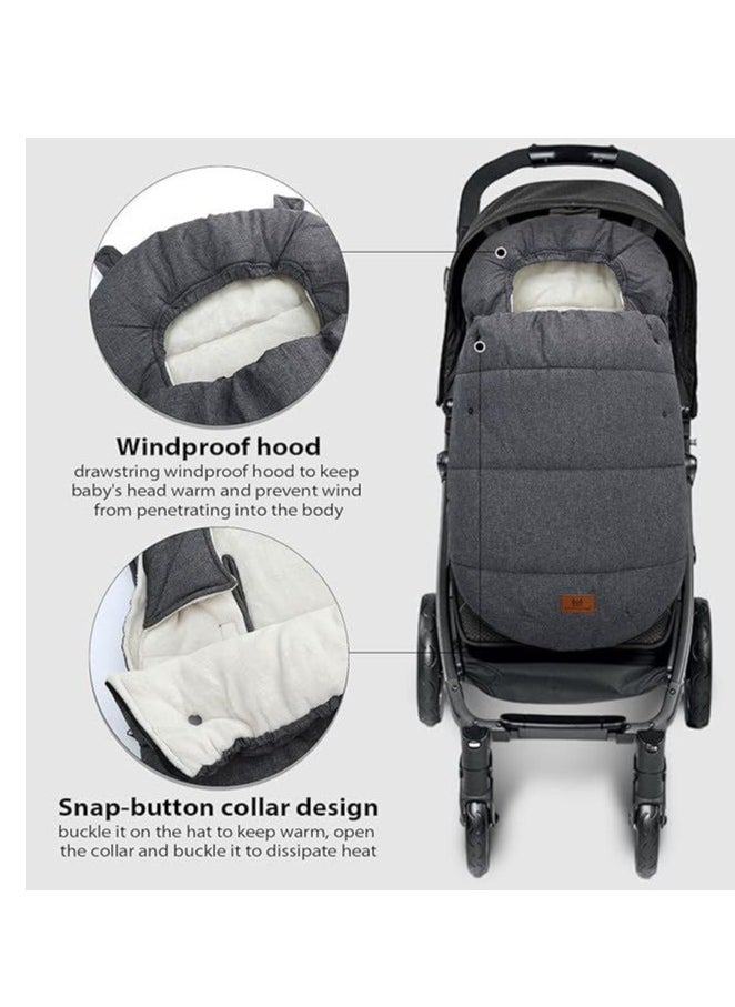 Universal Stroller Footmuff - Warm, Waterproof & Windproof Sleeping Bag With Sherpa Lining & Fleece Hood, Machine Washable For Winter Comfort