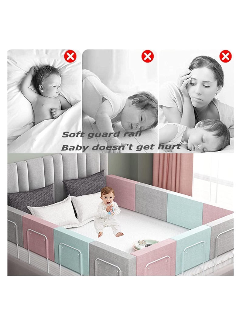 Bed rails for toddler, bed rail guard for kids,upgrade reinforced safety soft fence protector,height adjustable bed guard rail,bed safety barrier protection,Punch free (50x28cm, Grey-3pcs)