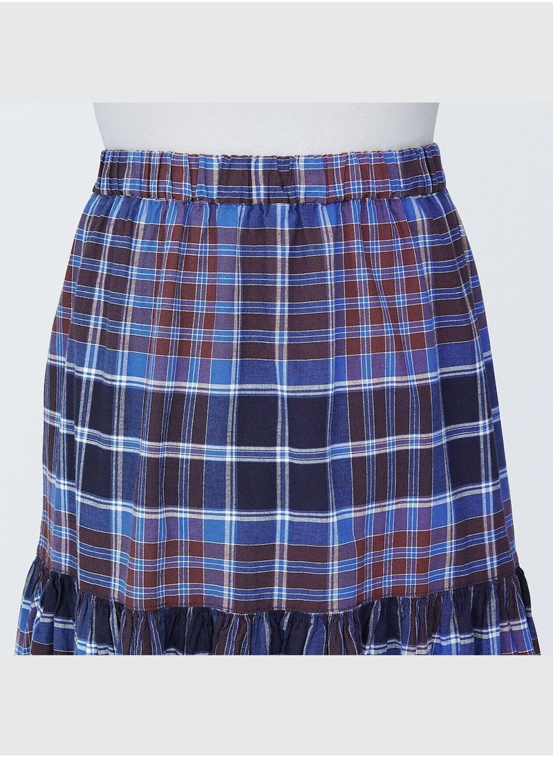 Madras Check Flare Skirt