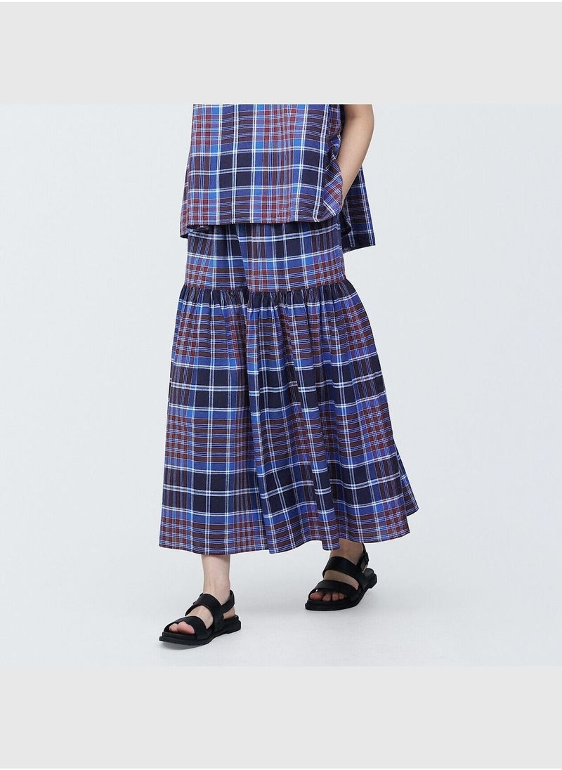 Madras Check Flare Skirt