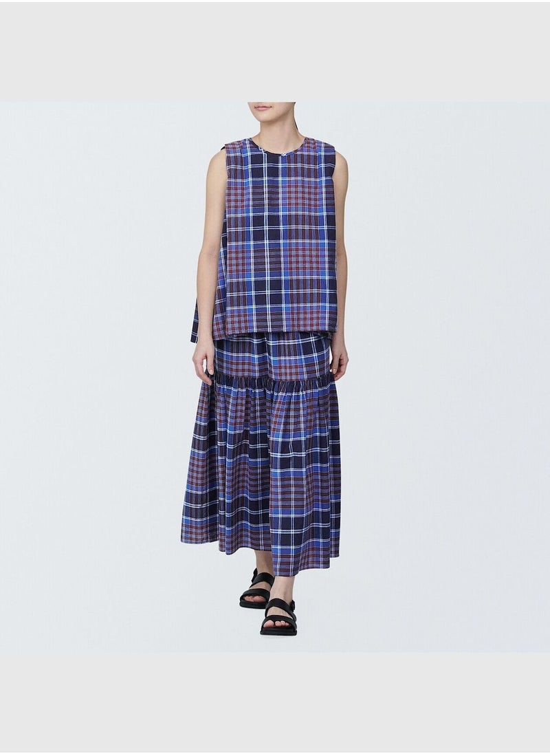 Madras Check Flare Skirt