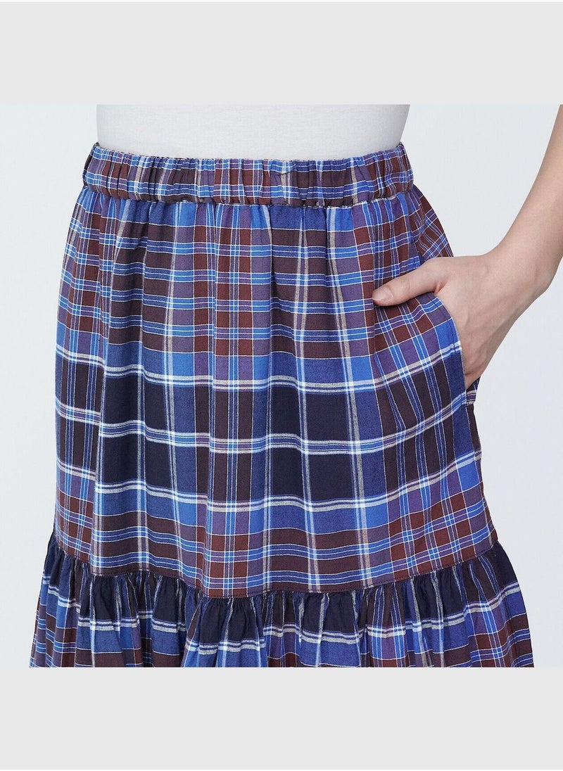 Madras Check Flare Skirt