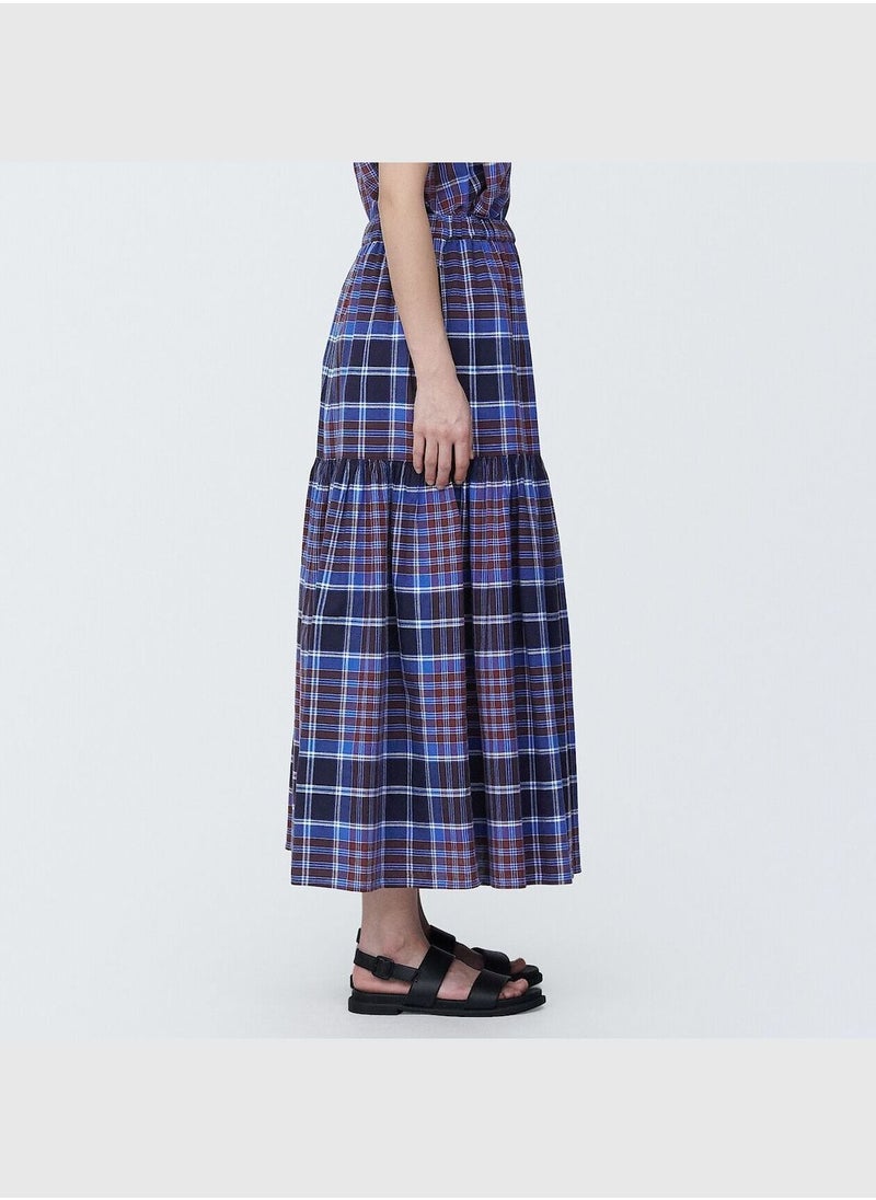 Madras Check Flare Skirt