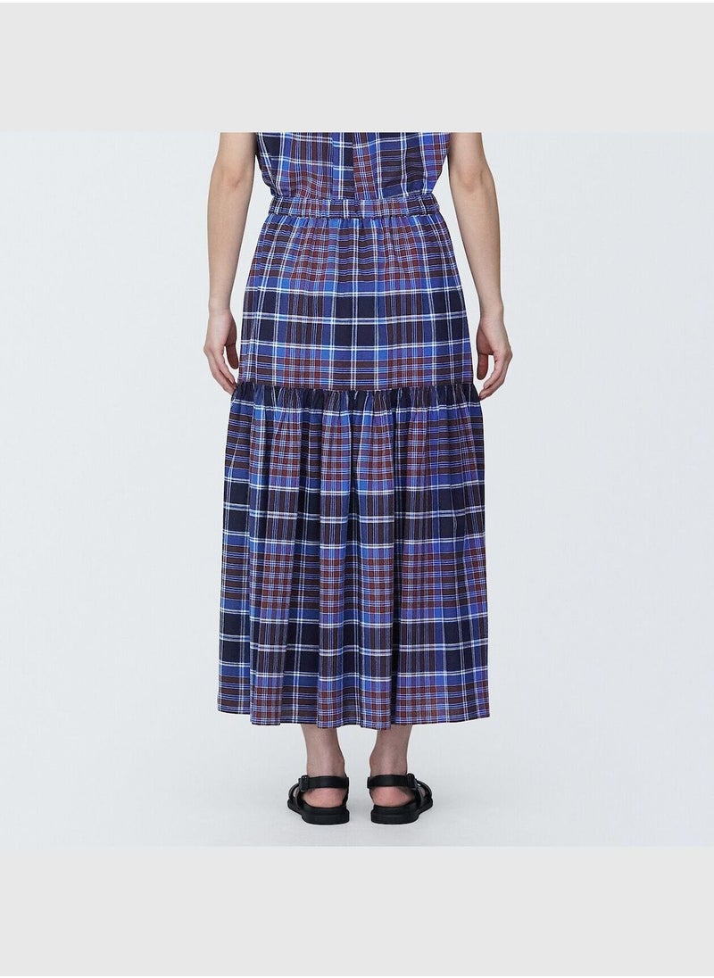 Madras Check Flare Skirt