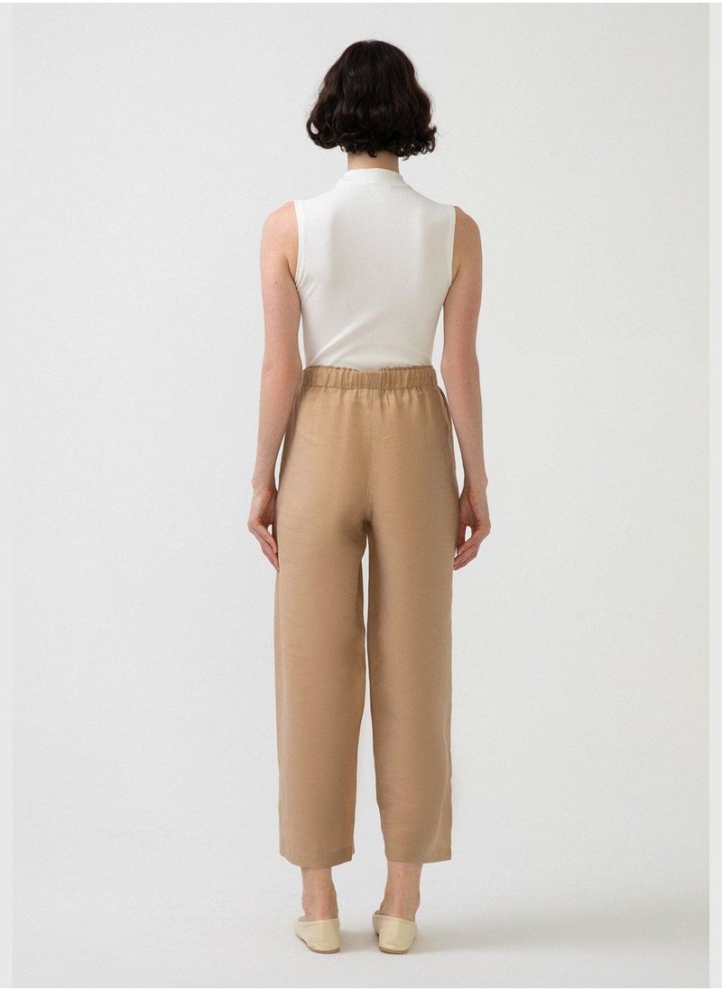 ELASTIC WAISTED LINEN TROUSERS