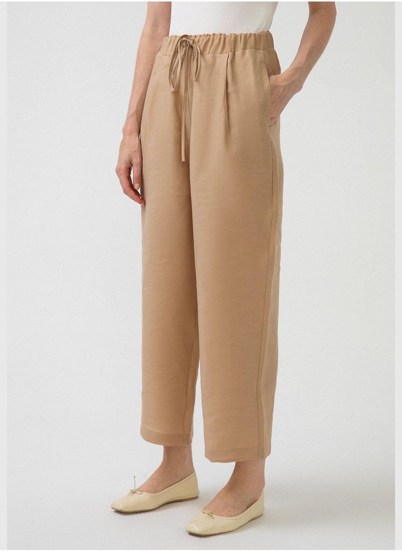 ELASTIC WAISTED LINEN TROUSERS