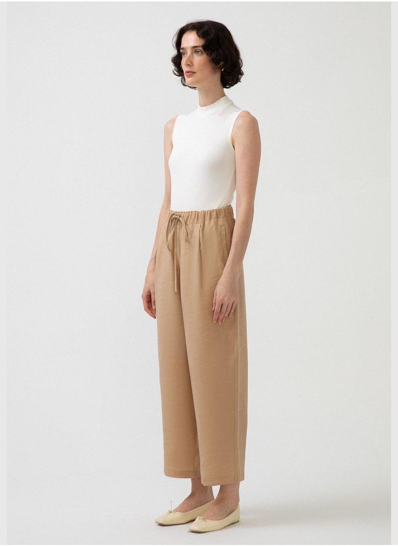 ELASTIC WAISTED LINEN TROUSERS