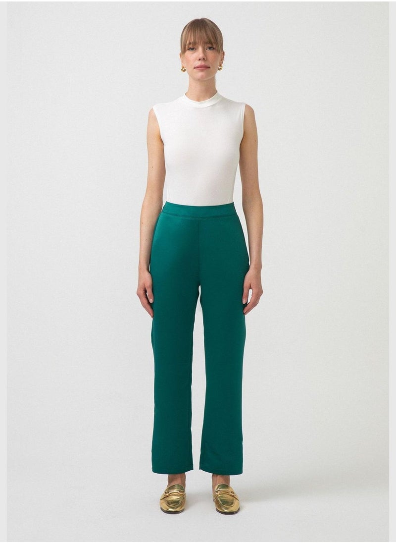 BUTTON DETAILED SATIN TROUSERS