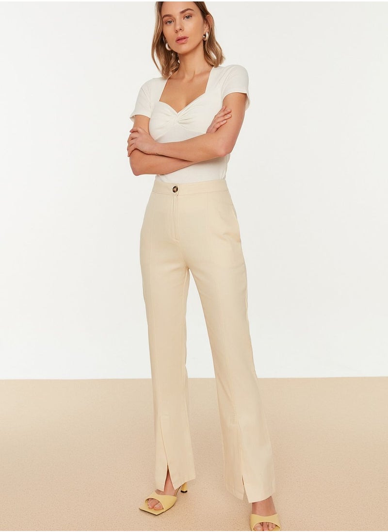 Slit Hem High Waist Pants